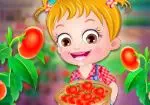 Bebê Hazel cresce tomates