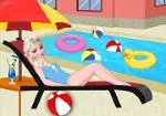 Elsa decorare la festa in piscina