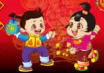 Feliz Festival Chinês de Primavera de Bebês