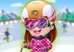 Bebek Hazel bir kayakçı gibi giyinmek